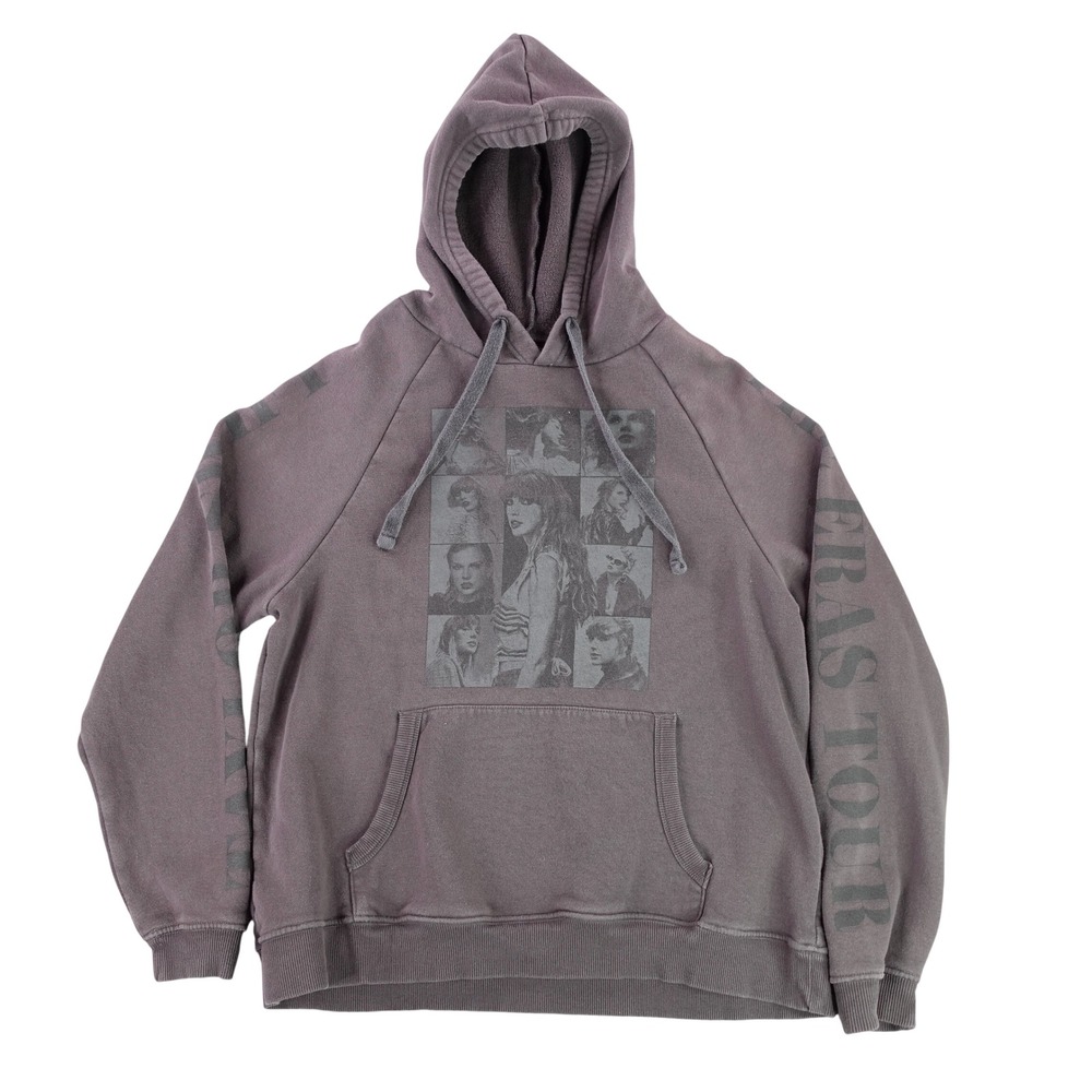 Taylor Swift The Eras Tour Hoodie Womens Small Faded Grey‎ Graphic Concert Merch
